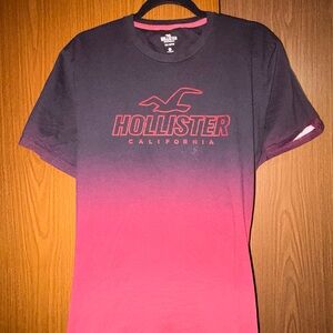 Hollister Men's Tee with Black to Red Gradient